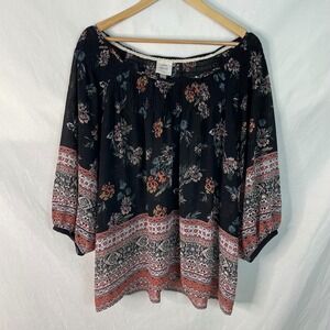 Knox Rose Top Womens XL Extra Large Bohemian Floral